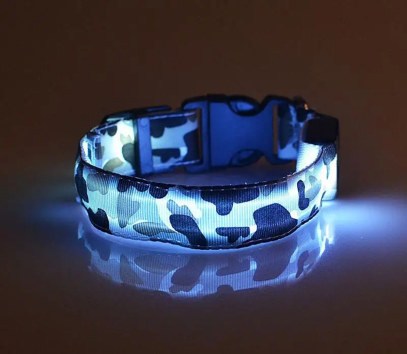 500pcs High Quality Luminous Collars Nylon Dog Collar Night Safety Led Glow Dog Harness Cat Collars Glow in the DarkWholesale