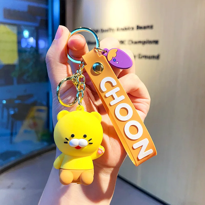 Faddish Cartoon Choonsik Keychain Kawaii Korean Anime Popcorn Doll PVC Toy Backpack Pendnat Keyring Cute Trinket for Couple Gift