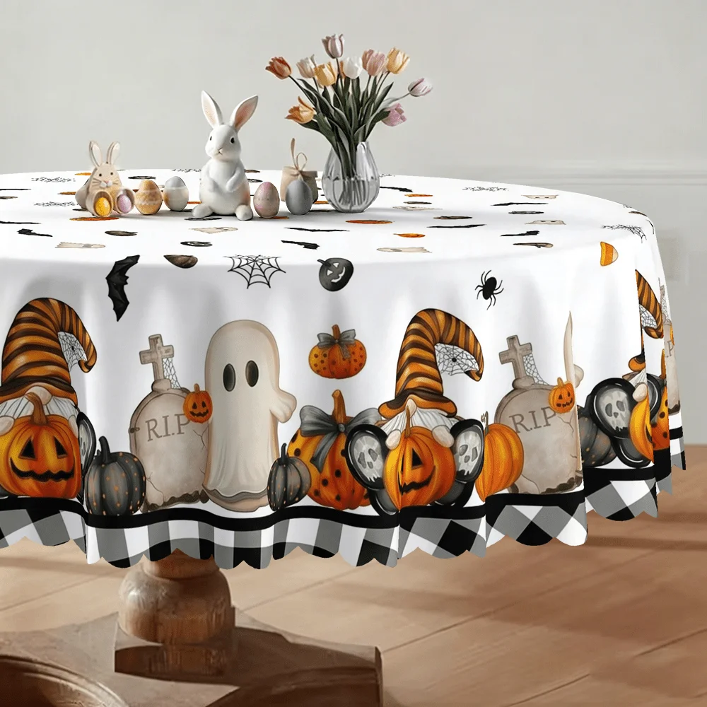 1 piece, Halloween-themed tablecloth, ancient incantation book hourglass pumpkin lantern skull candle pattern tableclothzyc