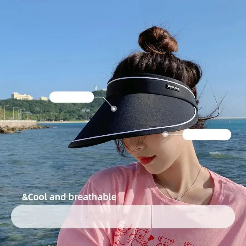 New Womens Sunscreen Sun Hat with Empty Roof and Summer Sunshade Hat with Large Eaves for Outdoor Leisure Cycling, Face Sunshade