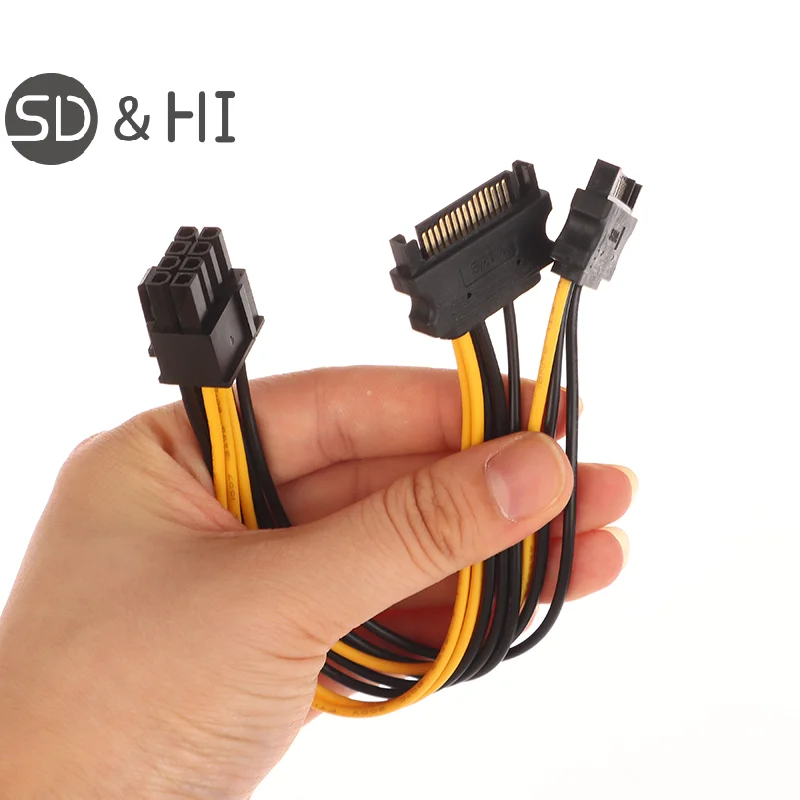 Câble d'Alimentation Touriste, 15 Broches SATA Mâle Vers PCIe 8 Broches, Adaptateur de Mathiation de Carte Vidéo PCI Express PCI-E