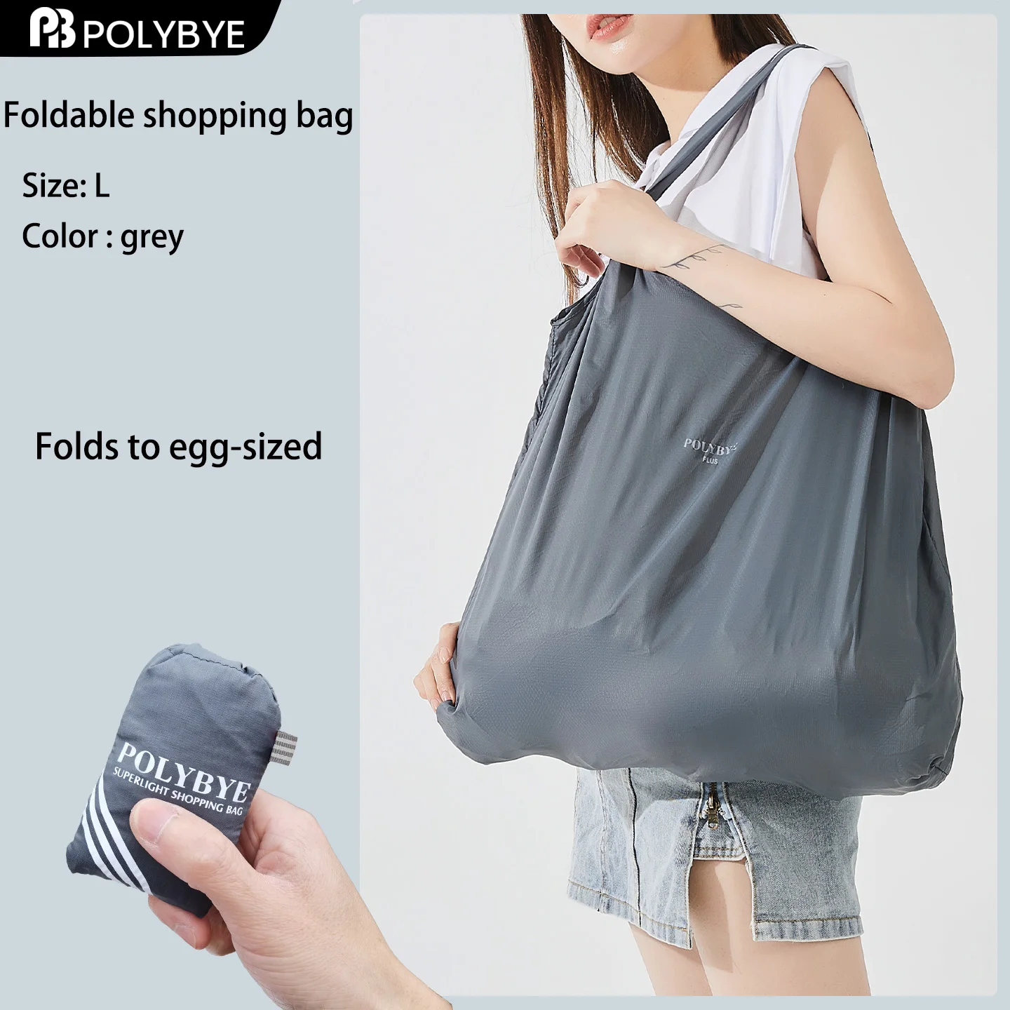 Image of POLYBYE Nylon Einkaufstasche Wiederverwendbare Einkaufstasche Umweltfreundliche Tragetasche Großvolumige Tragetasche Tragbare Wasserdichte Tasche