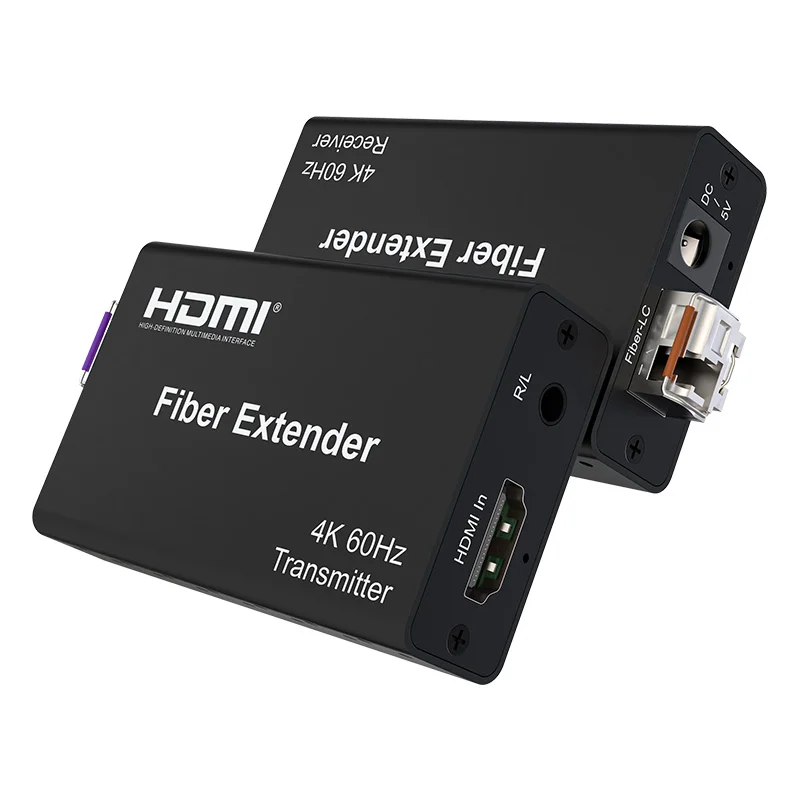 HDMI Fiber Optic Extender 20Km 4K 30Hz 60hz Over LC SC Fiber Cable HDMI 2.0 Fiber Video Transmitter Receiver with Audio HDR HDCP