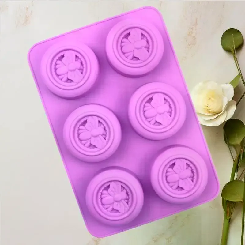 Soap Making Scents - 6 Holes Round Bees Pattern Silicone