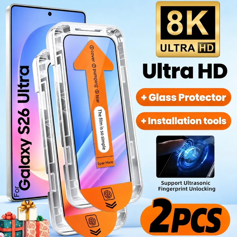 

2Pcs Full Cover HD Screen Protector for Samsung Galaxy S26 S25 S24 Ultra S23 S22 S21 Plus S25 Edge One Click Installation Glass