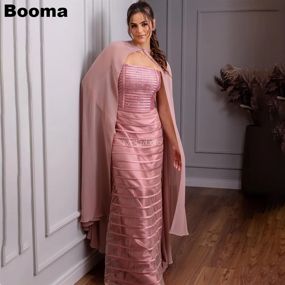 

Booma Mermaid Women's Evening Dresses Cape Strapless Stain Formal Events Dresses Night Party Prom Dresses formales vestidos