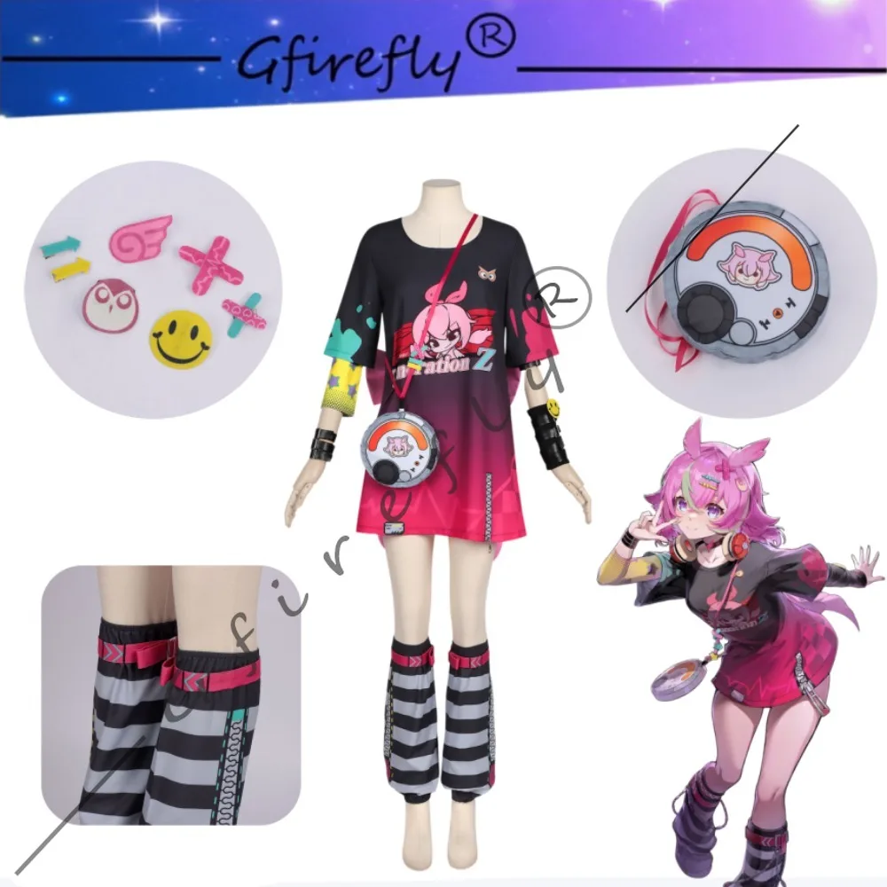 

Neverness To Everness Haniel Same Style Cosplay Costume TShirt Bag Wig Accessories Halloween Carnival Party Comic Con Stage Wear