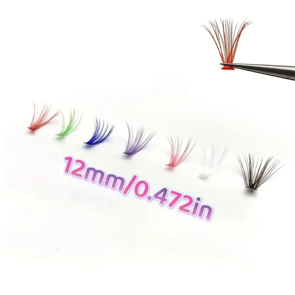 14 rows of colorful tufted false eyelashes, D-shaped curled tufted eyelashes lengthened to create a natural makeup effect