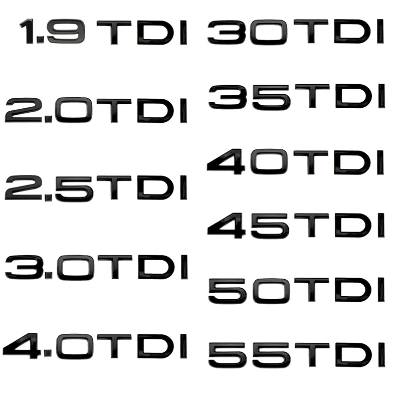 

Car Rear Trunk Emblem Sticker 3D ABS 1.9 2.0 2.5 2.7 3.0 4.0 30 35 40 45 50 55 TDI For Audi A1 A3 A4 A5 A6 A7 A8 Q2 Q3 Q5 Q7 TT