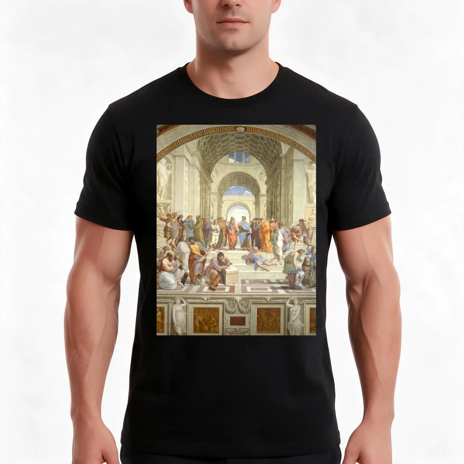 School of Athens - Raphael T-Shirt Summer Casual Cotton Tee Oversized Streetwear Tops Vintage Graphic Print Unisex Men Women