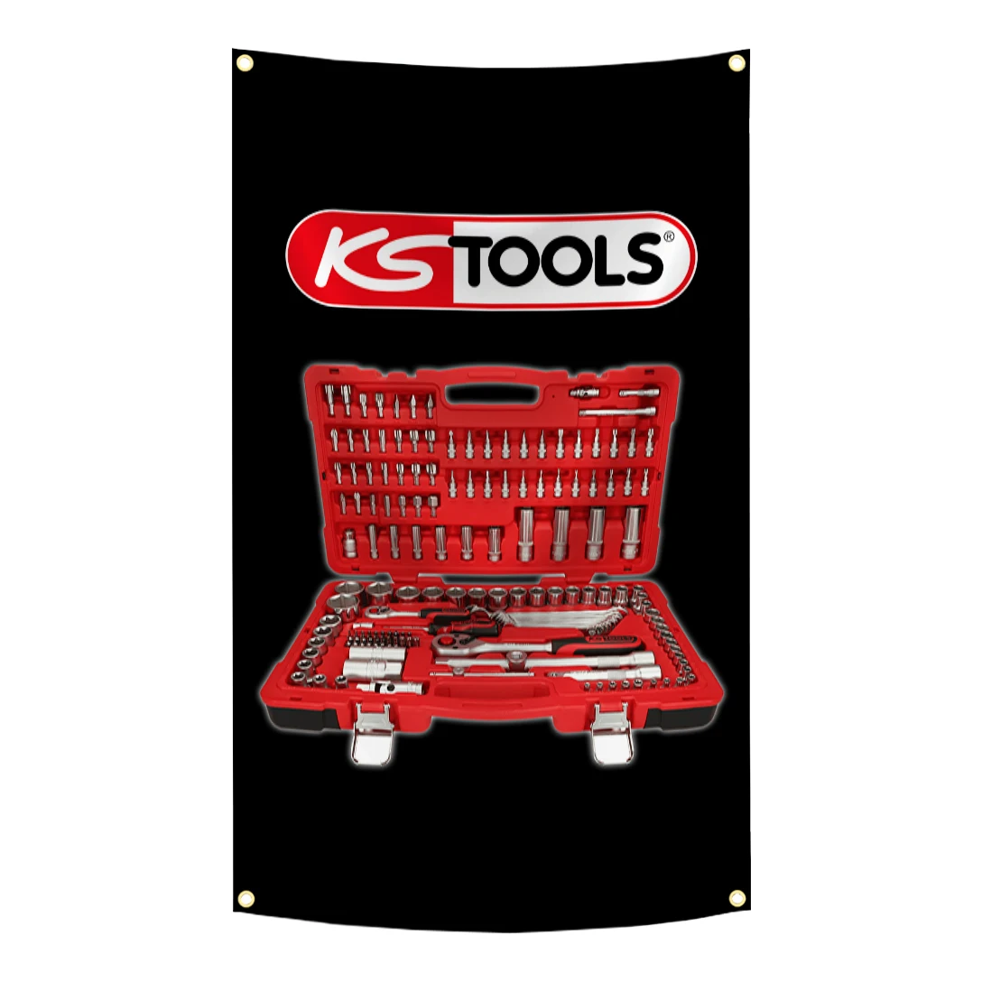 KS TOOLS Brand Flag Tapestry 3x5 Ft 90x150cm Polyester Banner With Brass Grommets For Garage Workshop Decor