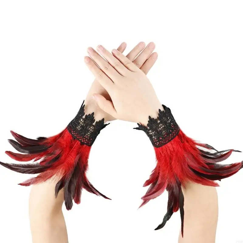 Collier gothique en plumes pour femmes filles, ras du cou en dentelle, accessoires Costume fête d'halloween, bijoux