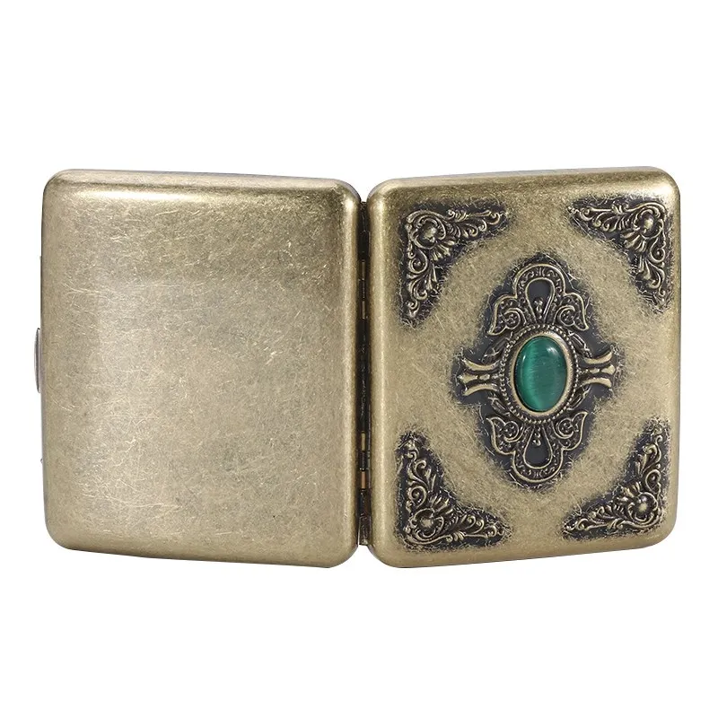 Retro Brass Alloy Classic Flora Design Cigarette Case For 20 Pcs Smoking Accessories Men Gift Fashion Cigarettes Box Holder