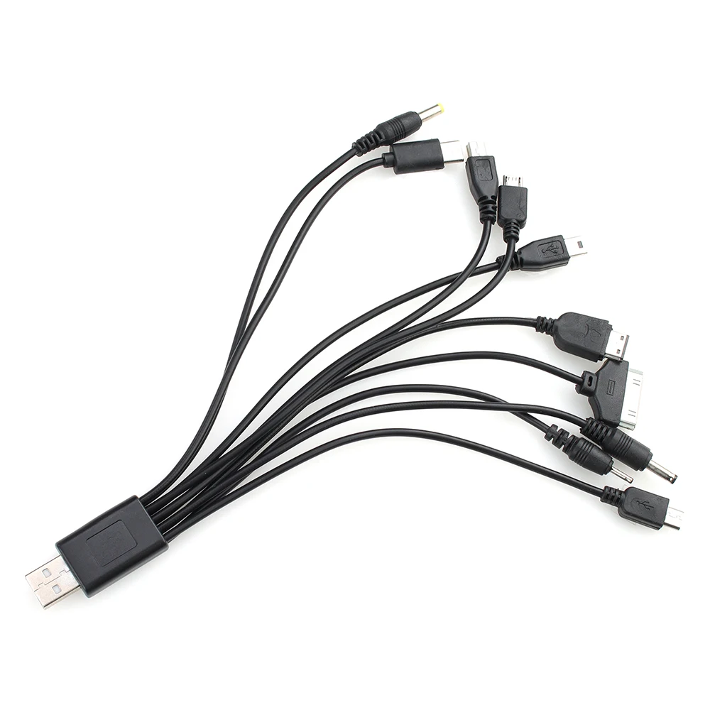 

100pcs 20cm 10 in 1 USB Cable Multifunction Multi-Port Phone Charger Cord Wire