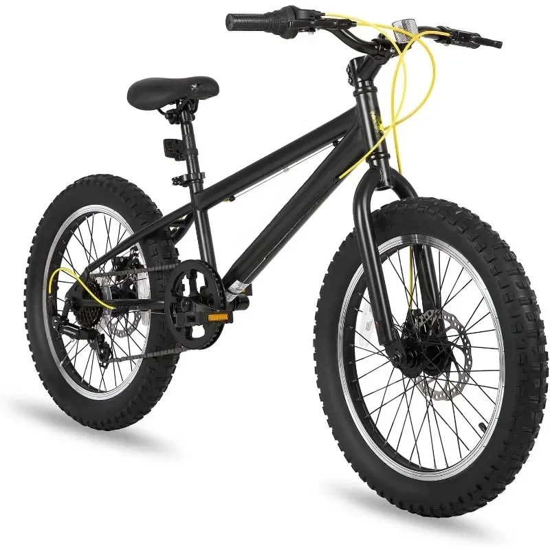 Mountain Bike for Kids Ages 7-12 Year Old,Knobby Tires, 7 Speed Shimano Drivetrain, Disc Brakes,Fat Tire Bicycles for Boys Girls