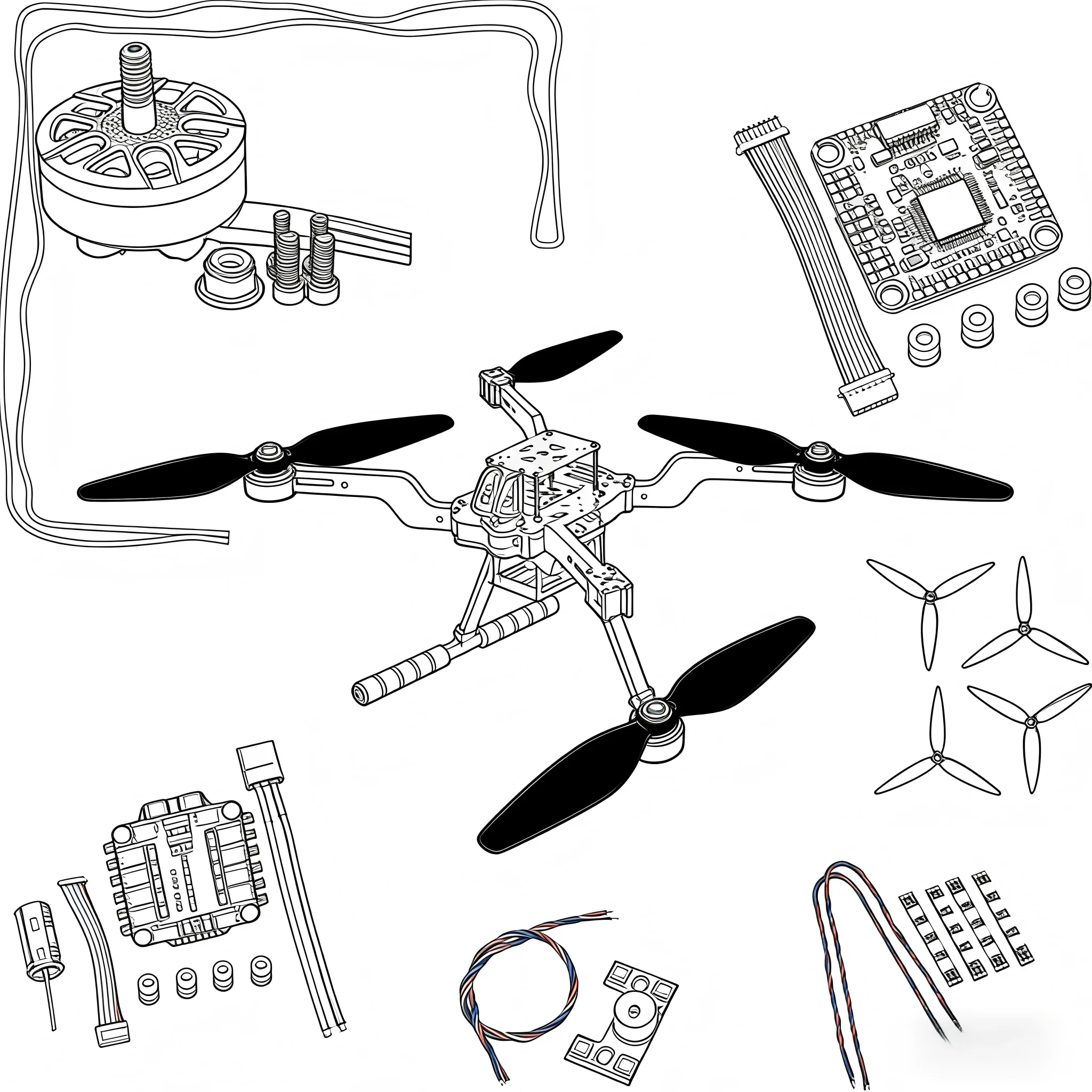 B-CUBE Open Source New Smart Drone FLY350 380MM F722 Quadrotor Rack RC Multicopter Multi-Rotor With Landing Gear Betaflight