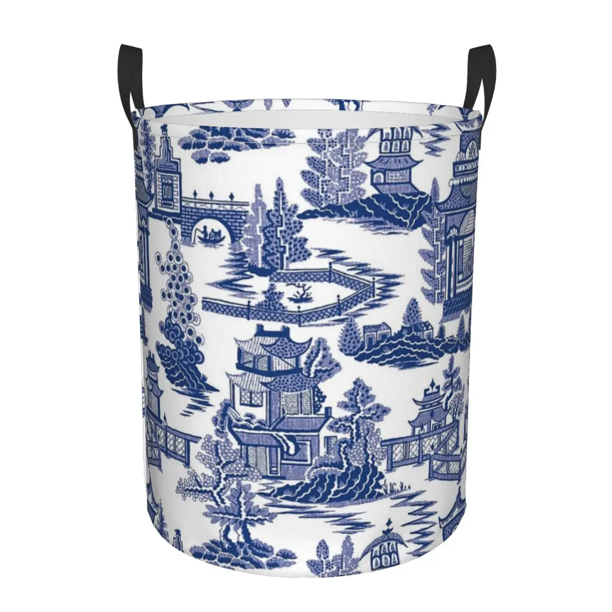 Blue Willow Ancient Ming China Foldable Laundry Baskets Dirty Toy Sundries Storage Basket Home Organizer Large Waterproof Bucket