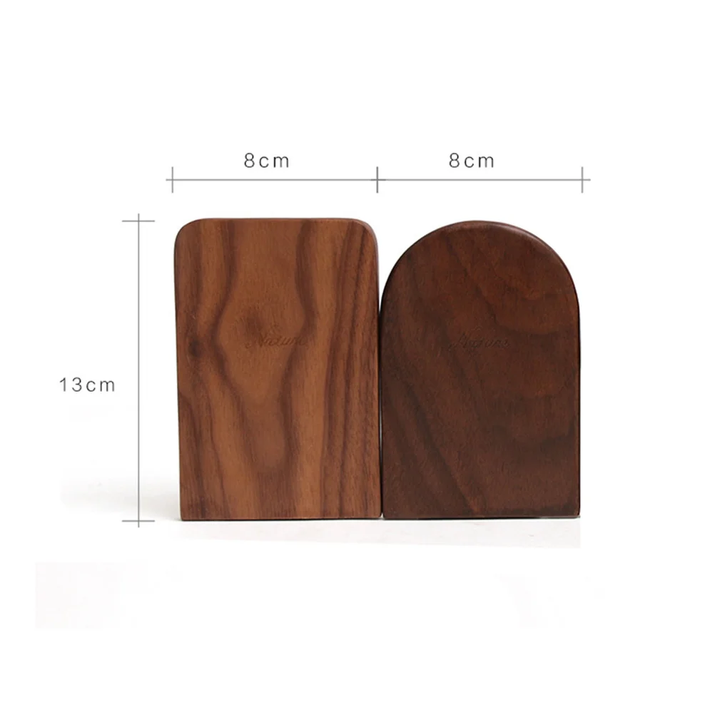 

2pcs Black Walnut Bookends Wood Book Supports For Shelves Magazines Organizer Stand Home Office Classroom Library Decorative