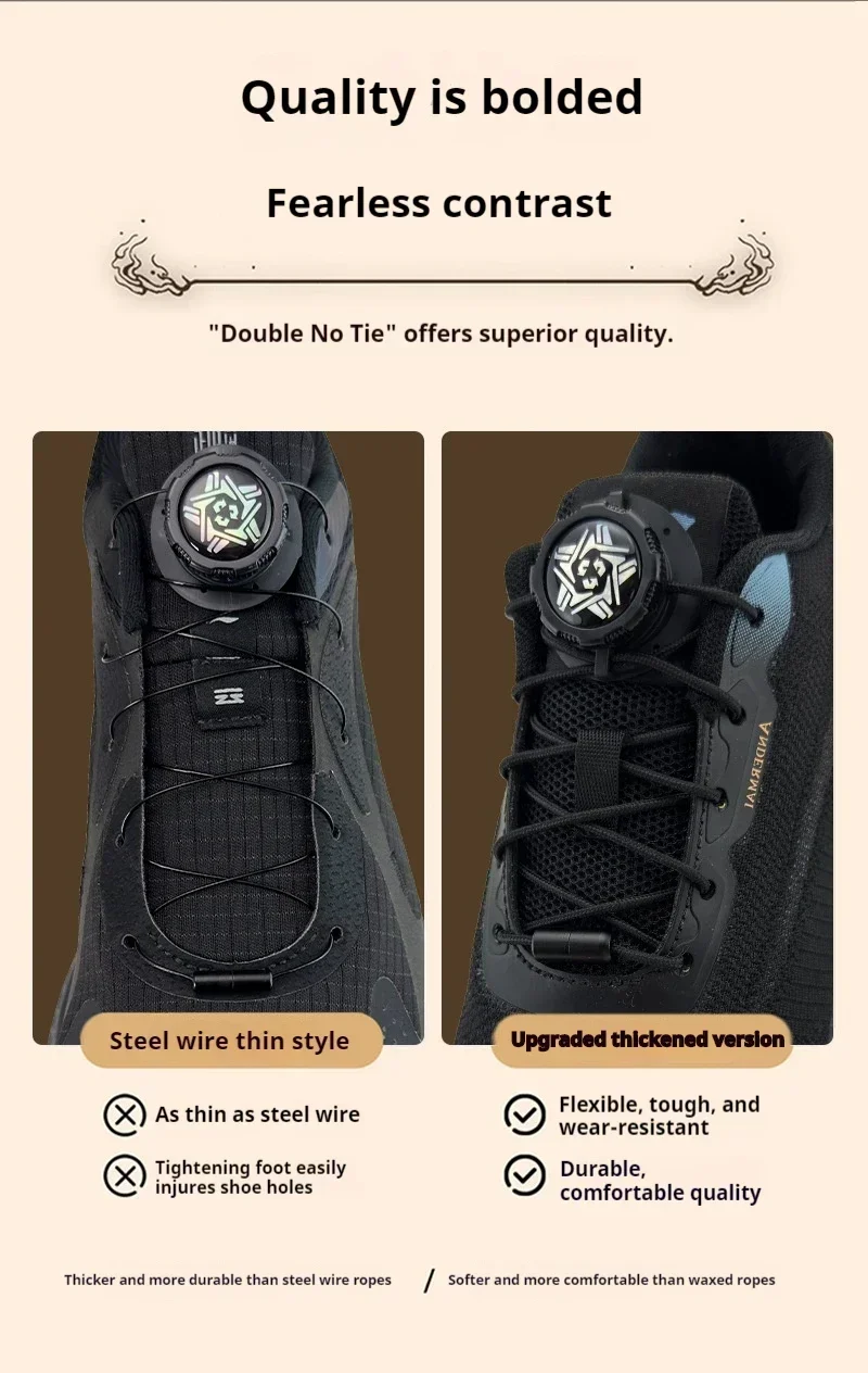 Upgraded No‑Tie Automatic Sneaker Laces Thick Rope Shoelaces with Swivel Metal Capsule Buckles Easy Installation