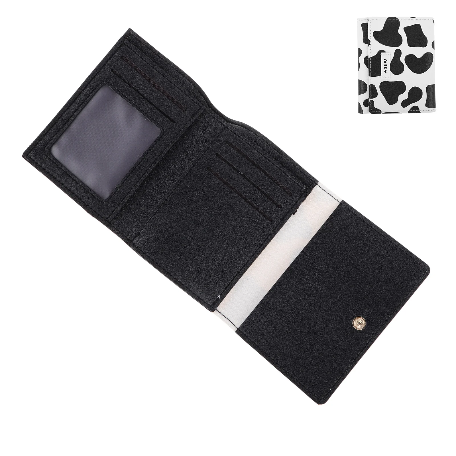 

Cow Print Trifold For Pu Mini Wallet Multiple Card Slots Compact Money Bag Animal Wallet For Women Credit Card Purse