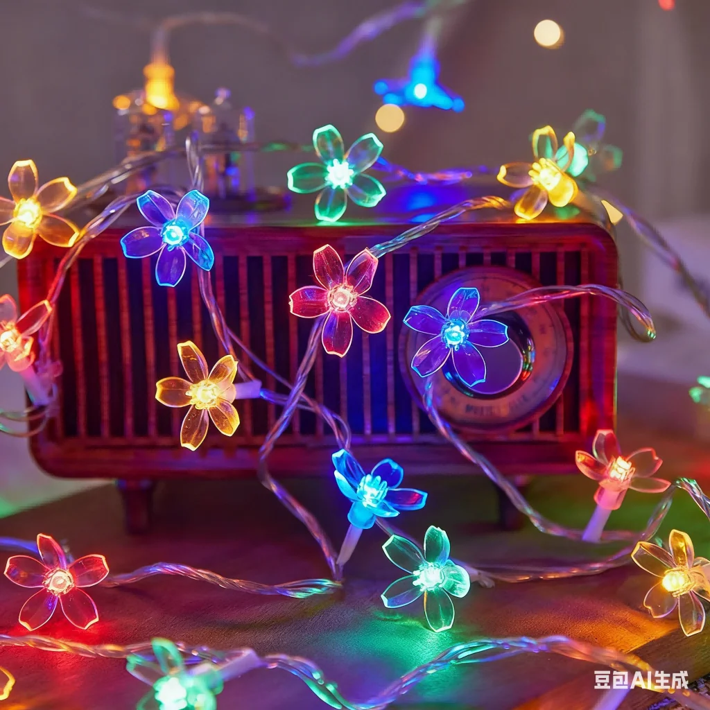 سلسلة أضواء ندفة الثلج - زينة عيد الميلاد LED مع تصميم رومانسي، تعمل بالبطارية، خالية من المكونات، مثالية لعيد الميلاد