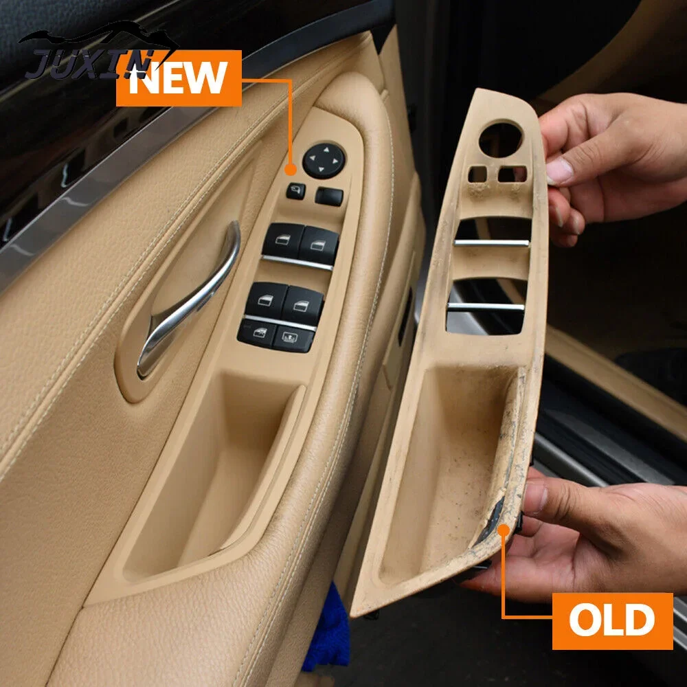 Inner Door Panel Handle Decorative Pull Trim Set Fit For BMW 5 Series F10 F11 F18 2010-2016 7PCS 7Colors Left Drive LHD