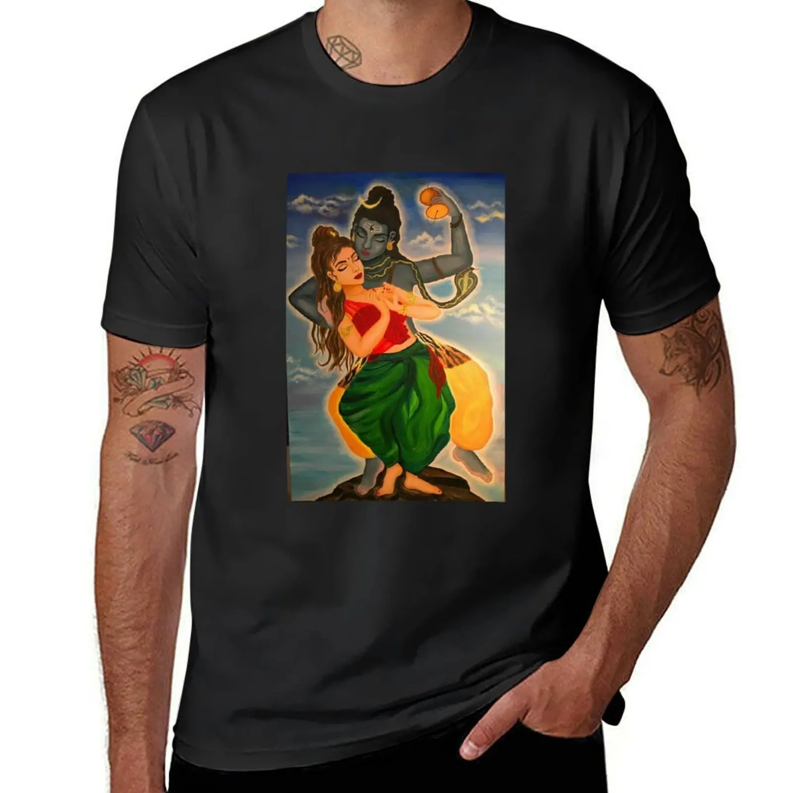 Shiva and Parvati Dance painting T-Shirt blacks tops designer t shirt men