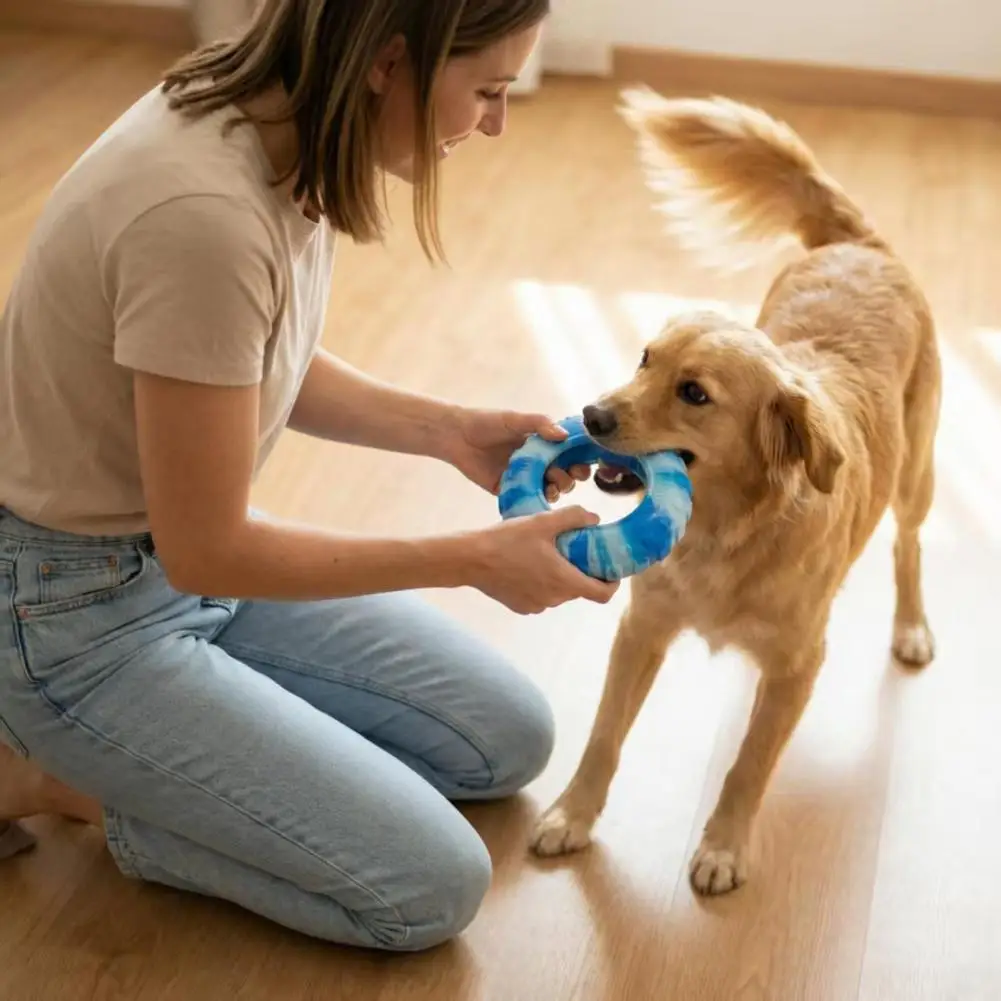 Zerrspielzeug für Hunde: Reifenförmiges, strukturiertes Kauspielzeug zur Zahnreinigung, robustes Zerr- und Wurfspielzeug für Haustiere