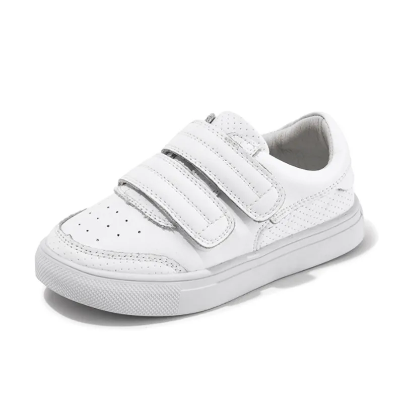 Genuine Leather Children Shoes Unisex White Kids Sneakers Breathable Soft Sole Outdoor Tennis Fashion Toddler Boys Girls Shoes