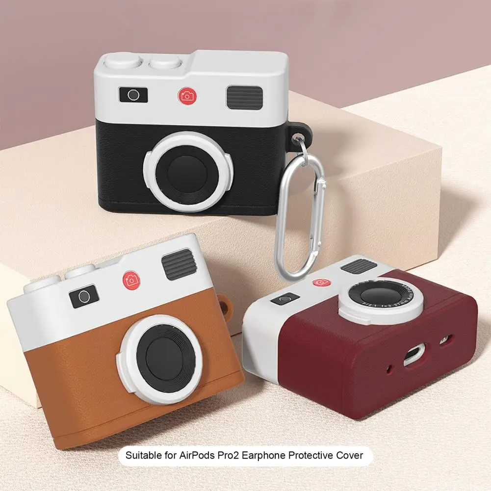 Retro 3D Camera Earphone Case Protective Cover for AirPods 4 Shockproof Protective Silicone Skin Cover