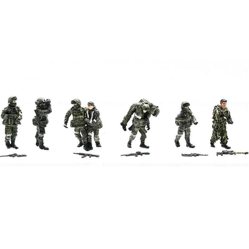 1:72 Scale Model 8 Pcs Russia Patrol Rescue Team 8 Soldiers Action Figure Toys Scene Accessory Dolls Display Collection Gift