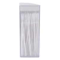 50 Pcs Plastic Toothpicks 2 Way Tooth Picks Interdental Brush Cleaners Portable Box Random Color