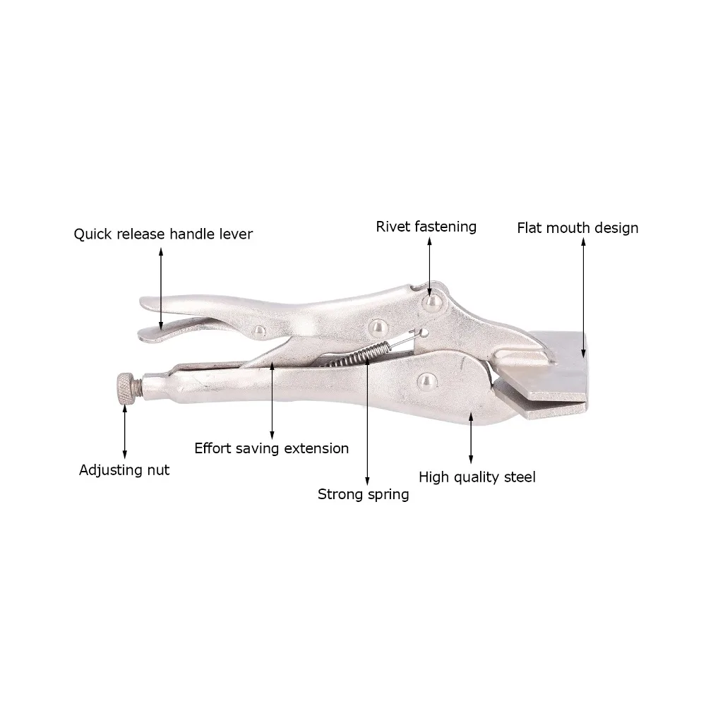 

Steel Flat Locking Pliers Flat Head Adjustable Opening Locking Grip Pliers Silver Welding Locking Pliers Welding Parts