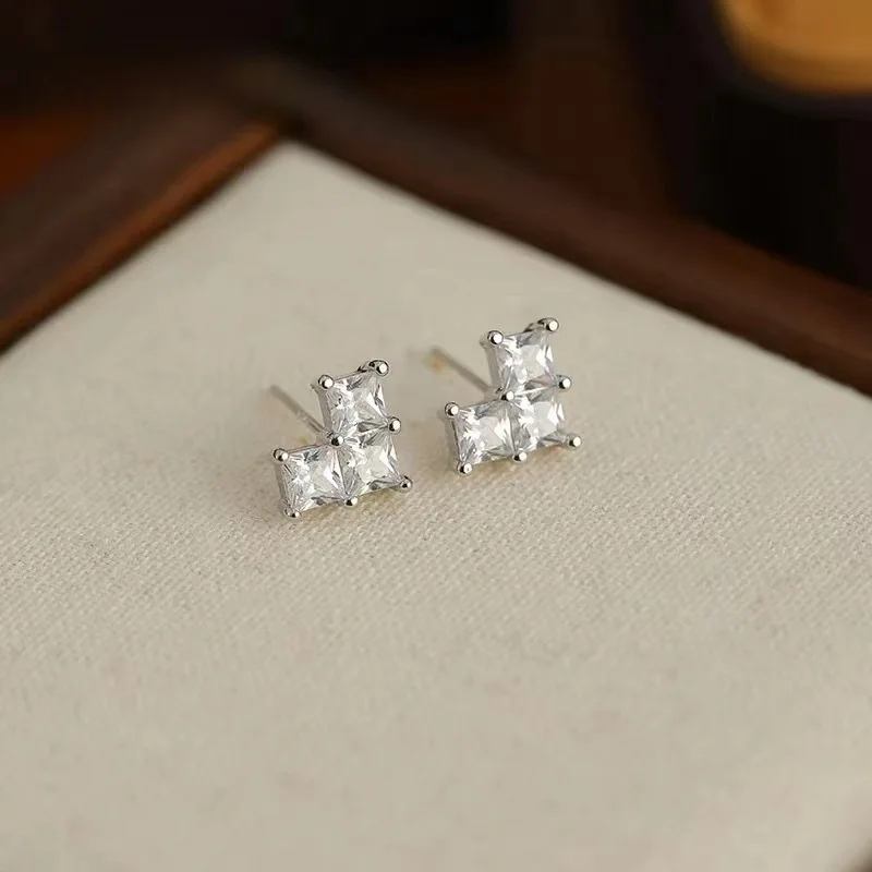 New in 925 Sterling Silver Heart Zircon Stud Earrings For Women High Quality  Wedding Luxury Jewelry Accessories Jewellery