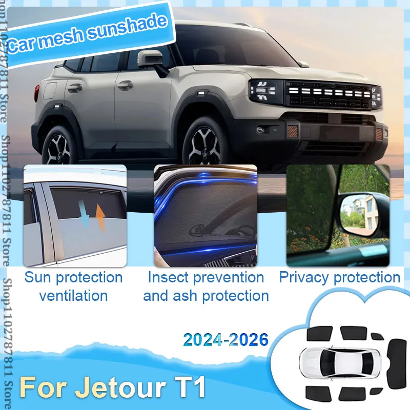 Mesh Windshield Curtain For Jetour T1 Accessories Shanhai 2024 2025 2026 Magnetic Glass Sun Visor Window Sunshade No Sag Parts
