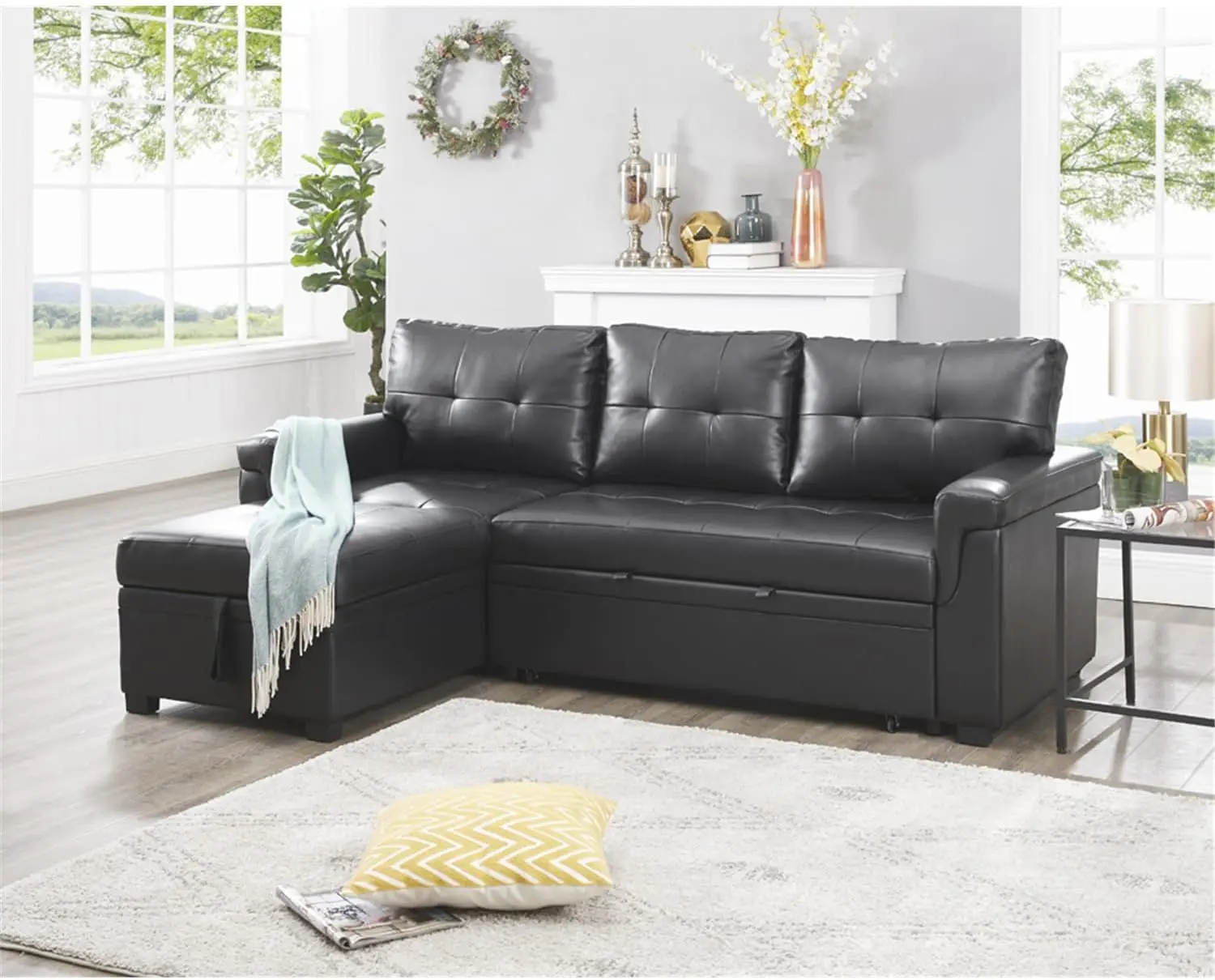 Naomi Home Transform Any Space: Sleeper Sectional Sofa with Convertible Sofa Bed & Inviting Chaise. Find Tranquil Comfort