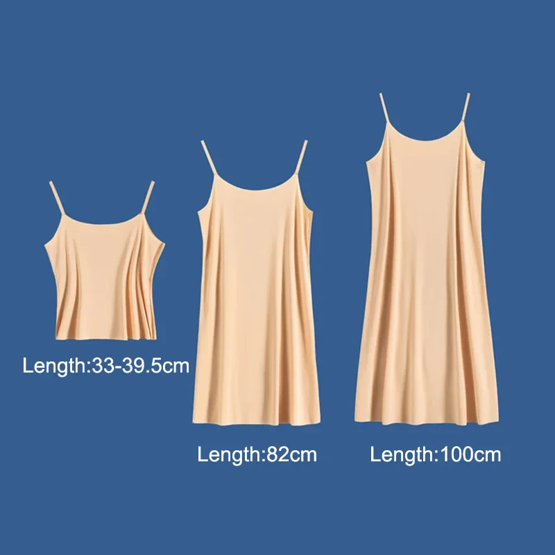 Seamless Full Slip Dresses for Women Summer Plus Size Silky Petticoat Underskirt Dress Sleeveless Underwear Night Wear Ootd