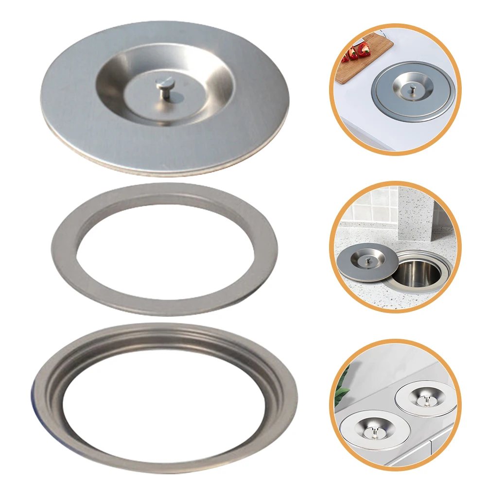 

1 Set Stainless Steel Garbage Recessed Countertop Can Cover Waste Container Replacement Odor Proof Space Saving Smart