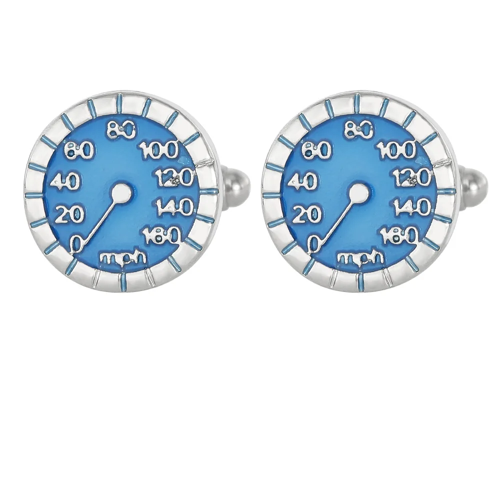 Gemelos redondos azules Velocímetro de coche creativo Velocidad ​ ​ tachuelas con mangas de esfera, decoración versátil de puño de camisa de traje de alta gama