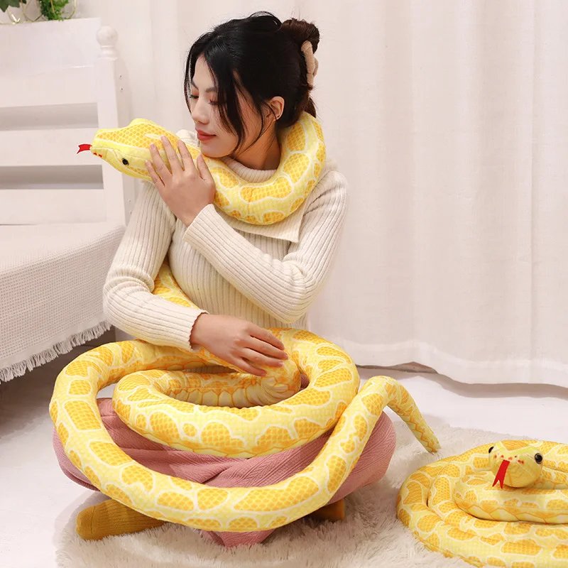 220/300/400cm Big Size Simulated Python Plush Toys Giant Snake Cobra Long Cobra Stuffed Plushie Pillow Home Decor Boys Xmas Gift