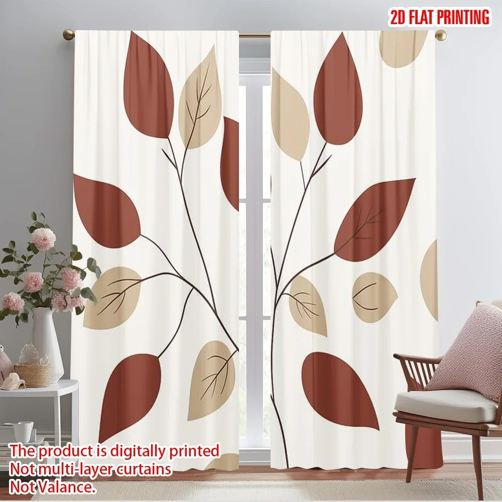 2pcs,2D plane printing Curtains Roller Blinds Autumn Leaves Polyester (without rod) Festive Use for Living Room, Office,