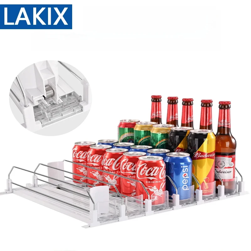 التلقائي المتداول الثلاجة المنظم صناديق الصودا يمكن موزع لزجاجة المشروبات حامل مخزن المطبخ تخزين الرف #2