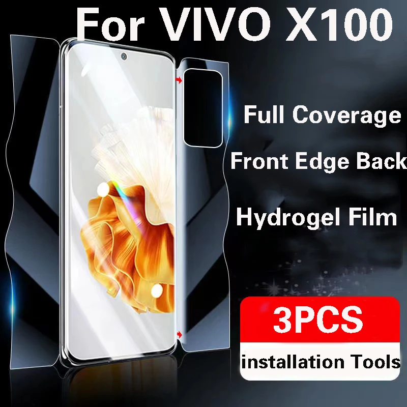 Protector de pantalla X100Pro para VIVO X100 Pro, película de hidrogel de mariposa X100, borde de cámara frontal y trasero