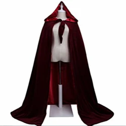 Unisex de veludo macio ao ar livre com capuz capa gótica capa de veludo longo natal halloween cosplay trajes