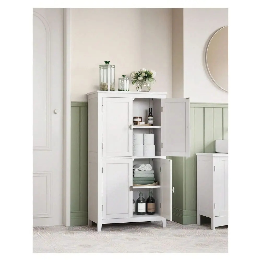 

Bathroom Floor Storage Cabinet Bathroom Storage Unit Freestanding Cabinet With 4 Doors Adjustable Shelves