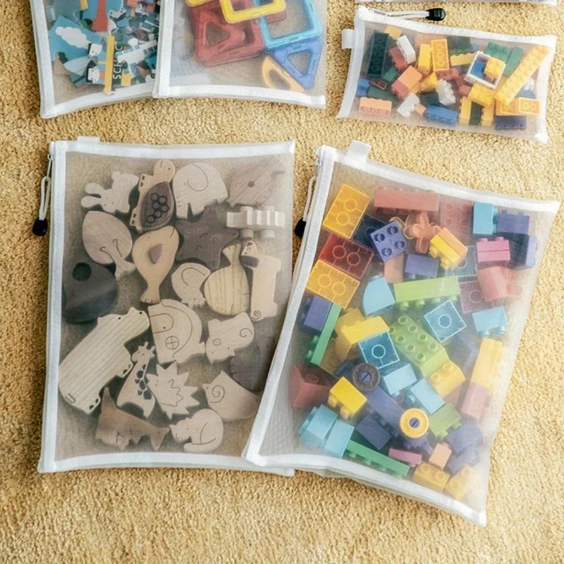 

5pcs Durable Nylon Mesh Zipper Pouch Set | A6/A5/A4 File Bags with Pen Organizer - for School, Office & Travel