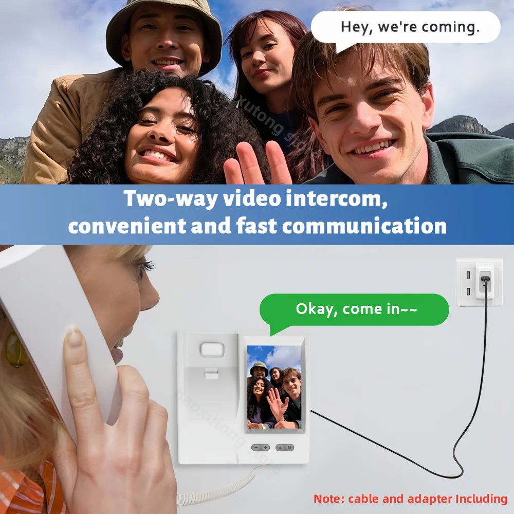 2.4GHz Wireless Visual Video Doorbell 3.5-inch Screen Built-in Battery Night Vision Two Way Audio Easy Connetion No Need Wifi