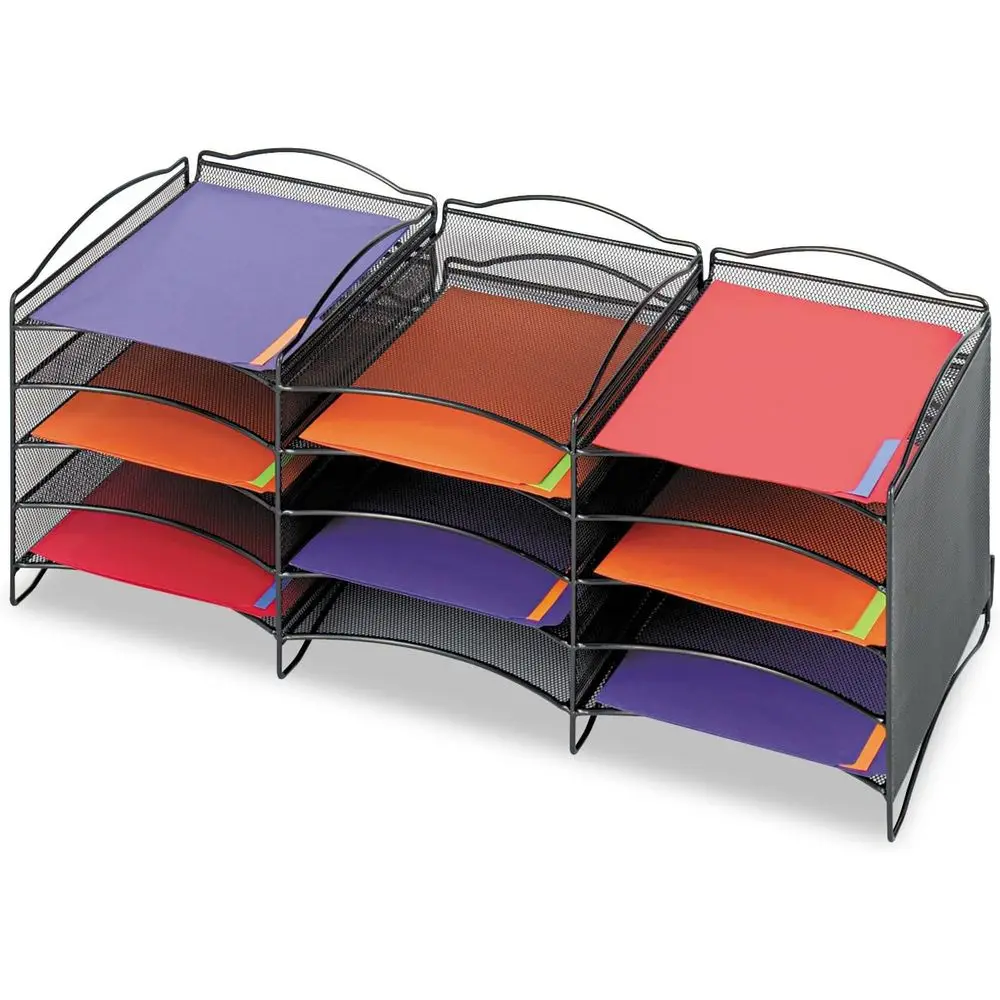 

Органайзер для литературы из ониксовой сетки, 12 отделений, черный