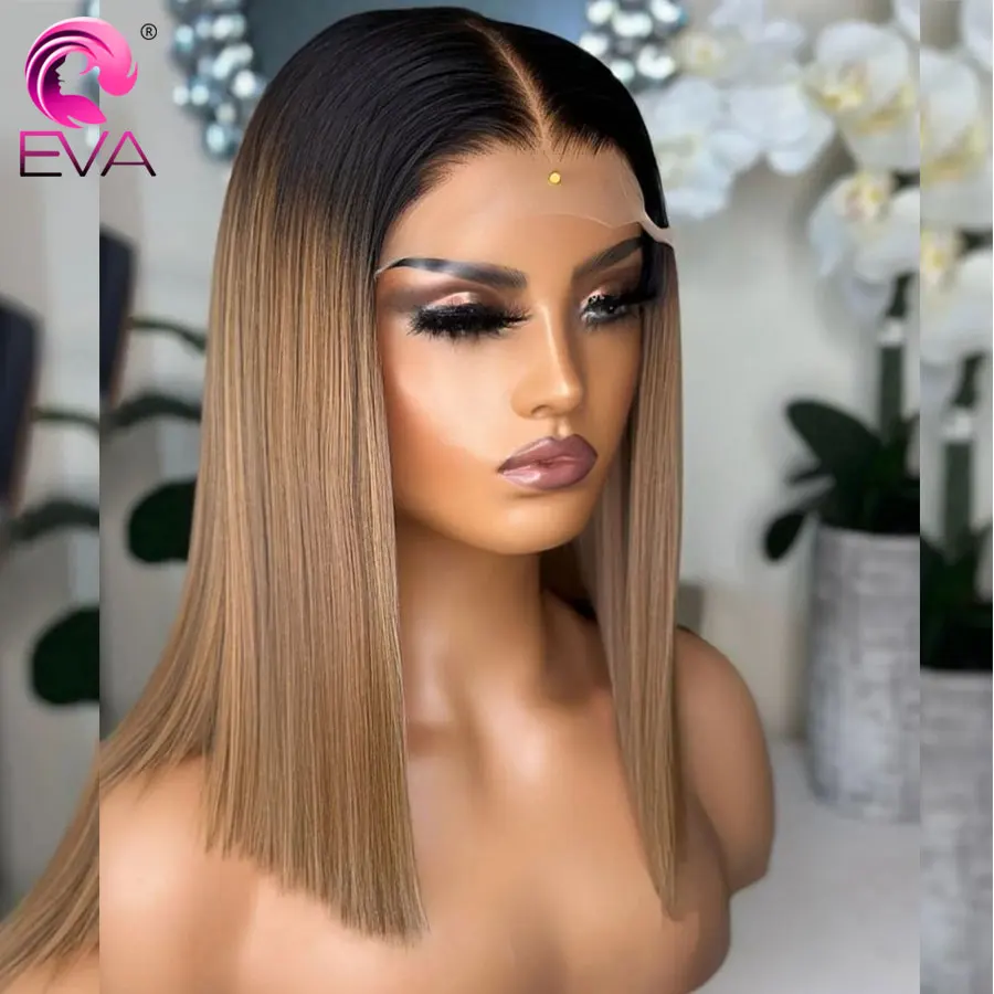 

Eva Hair Ombre Blonde Lace Front Human Hair Wigs Short Bob Wigs Silky Straight 13x6 Lace Frontal Wig Colored Lace Wigs For Women