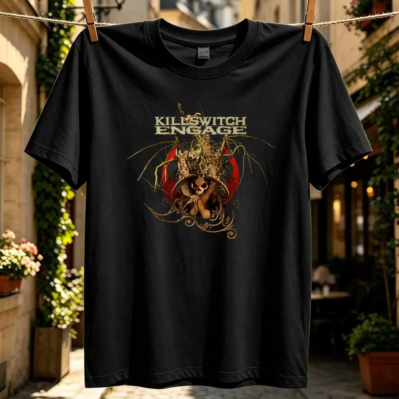 washed T Shirt killswitch engage devil vintage Washed Stretched fashion Unisex graphic Stylish designer clothes homme